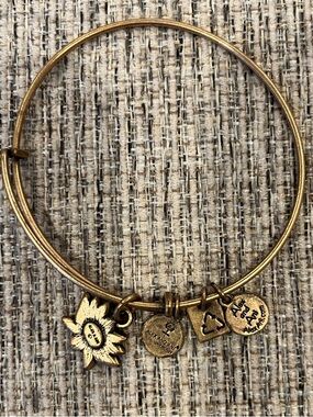 Alex and Ani Gold Sunflower Charm Bangle Bracelet - Women Jewelry